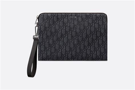 Pochette Jacquard Dior Oblique nero